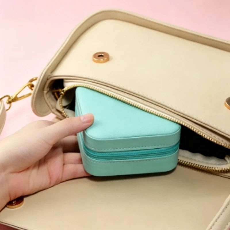 Simple ins macaroon jewelry box travel travel studs necklace ring jewelry box, portable