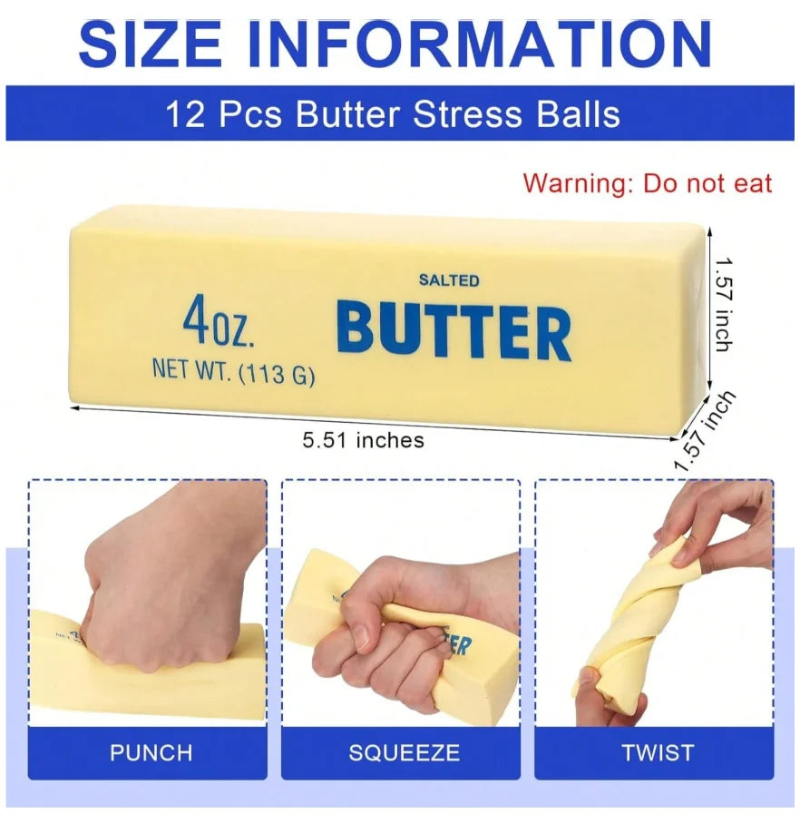 Realistic Food Shaped Stress Relief Toys Soft Slow Rebound Butter Squeeze Finger Sticks for Anxiety Relaxation