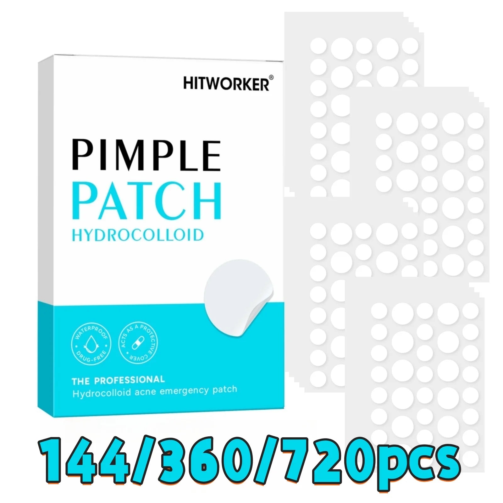 144/360/720pcs Hydrocolloid Acne Pimple Patches for Face, Effective Blemish Spot Treatment, Invisible & Skin-Friendly