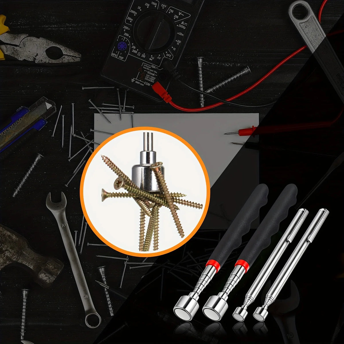 Handmagnet-Teleskopgreifer – Ausziehbarer Pickup-Stift, tragbarer Magnet für schwer erreichbare Stellen