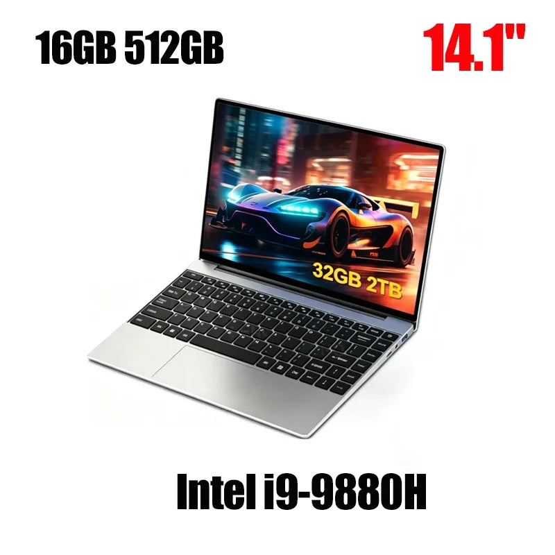 2026 14.1 Inch Ultra Thin Laptop 2026 Win11 Intel I9-9880H DDR4 16GB/32GB RAM 2TB SSD Portable Business Notebook