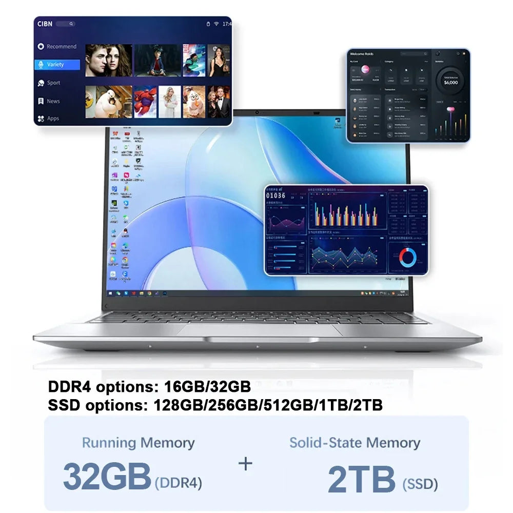 Celestial 2026 Unwavering 14.1" Sleek Cut Laptop Intel Core I7 8650U 32GB RAM 2TB M.2 SSD Windows 11 Pro Household Sage Worthy