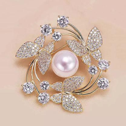 Lovely Butterfly Bee Brooch For Women Shiny Rhinestone Pearl Animal Insect Lapel Pins Wedding Party Coat Dress Jewelry Gifts