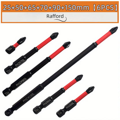 Magnetisches Antirutsch-Bohrer-Set, 3/6/12-teilig, S2-Stahl, Kreuzkopf- und Schlagbohrer, geeignet für Elektro- und Handschrauber