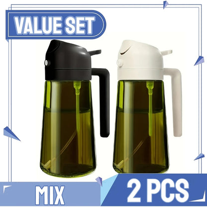 Olivenöl-Sprühflasche für Ölflaschen-Ausgießer zum Kochen von Öl, Gewürzen, Camping-Spender mit automatischem Deckel, Gewürzstreuer