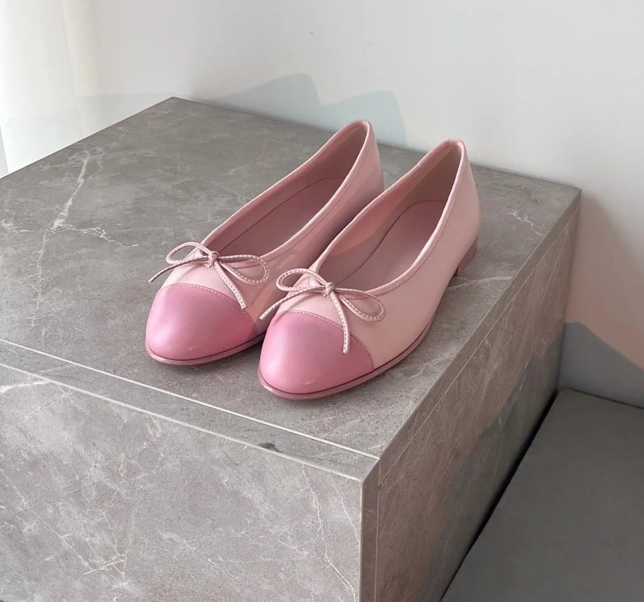 Luxury Brand Women's Hiking Shoes Low-heel Shoes Casual Bow-Detail Outdoor Materials Sheepskin Minimalist Versatile Dance Shoes