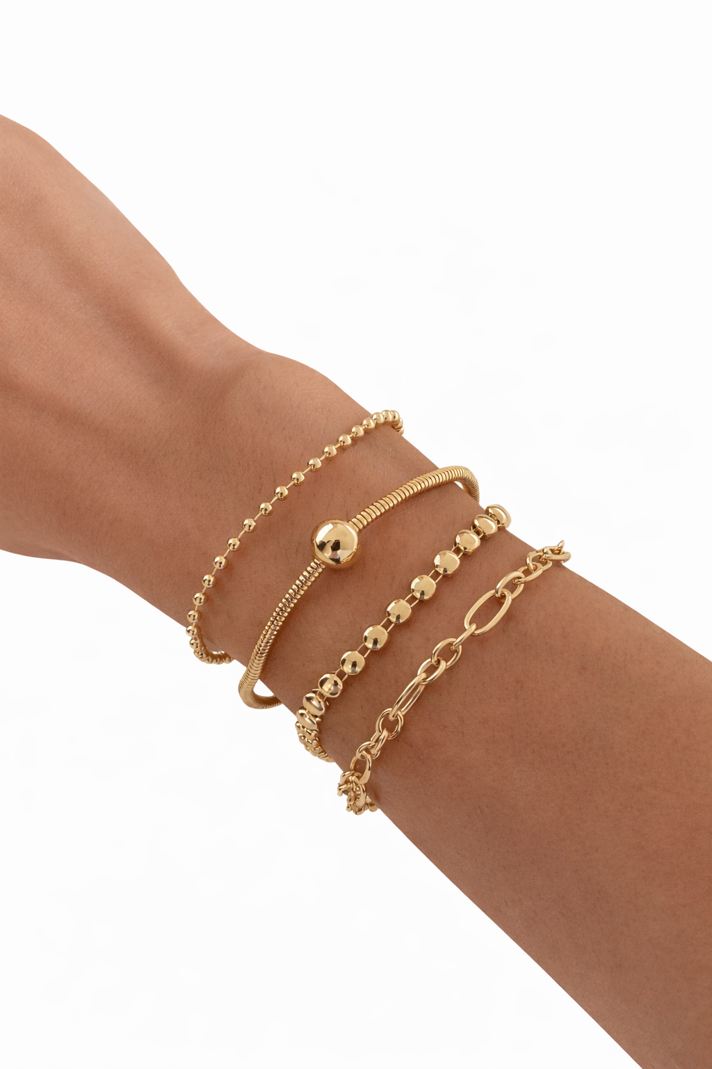 Sportlicher Armband-Set, geschichtet, verstellbar, vierteilig, stapelbar, leger