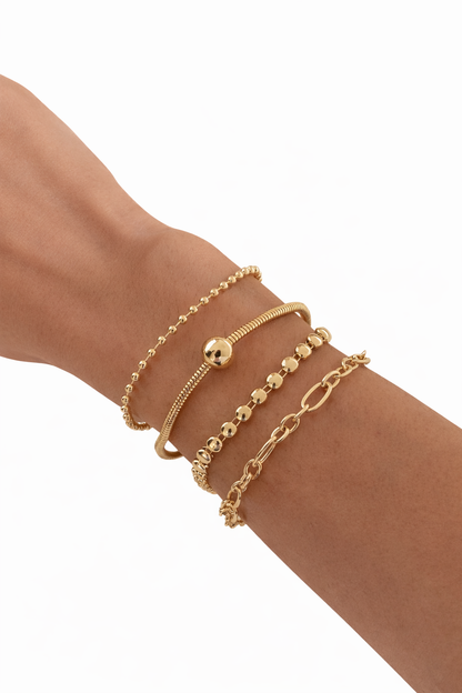 Sportlicher Armband-Set, geschichtet, verstellbar, vierteilig, stapelbar, leger