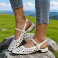 Women Square Toe Geometric Cutout Slingback Mary Jane Sandals Adjustable Single Strap with Metal Buckle Summer Casual Outfits