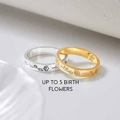 Geburtsmonatsblumen-Ring, Familien-Blumen-Ring, Geschenk für Mama, Mutter-Ring