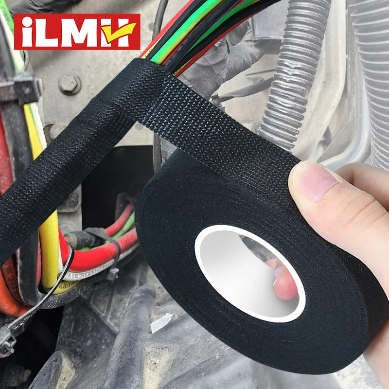iLMH High Temperature Wire Harness Cloth Tape Automotive Cable Loom Heatproof Fabric Adhesive Tape, Engine Electrical Insulation