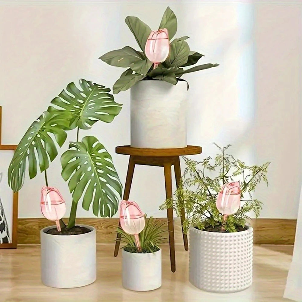Garden Pink Tulip Plant Watering Balls, Suitable For Indoor Outdoor Plants, Automatic Plant Drippers, And Automatic Watering