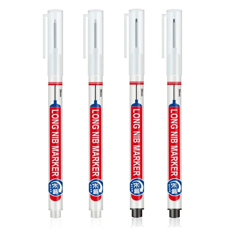 4Pcs/Set 20mm Deep Hole Long Nib Head Markers For Metal Perforating Pen Waterproof Bathroom Woodworking Decoration Multi-Purpose