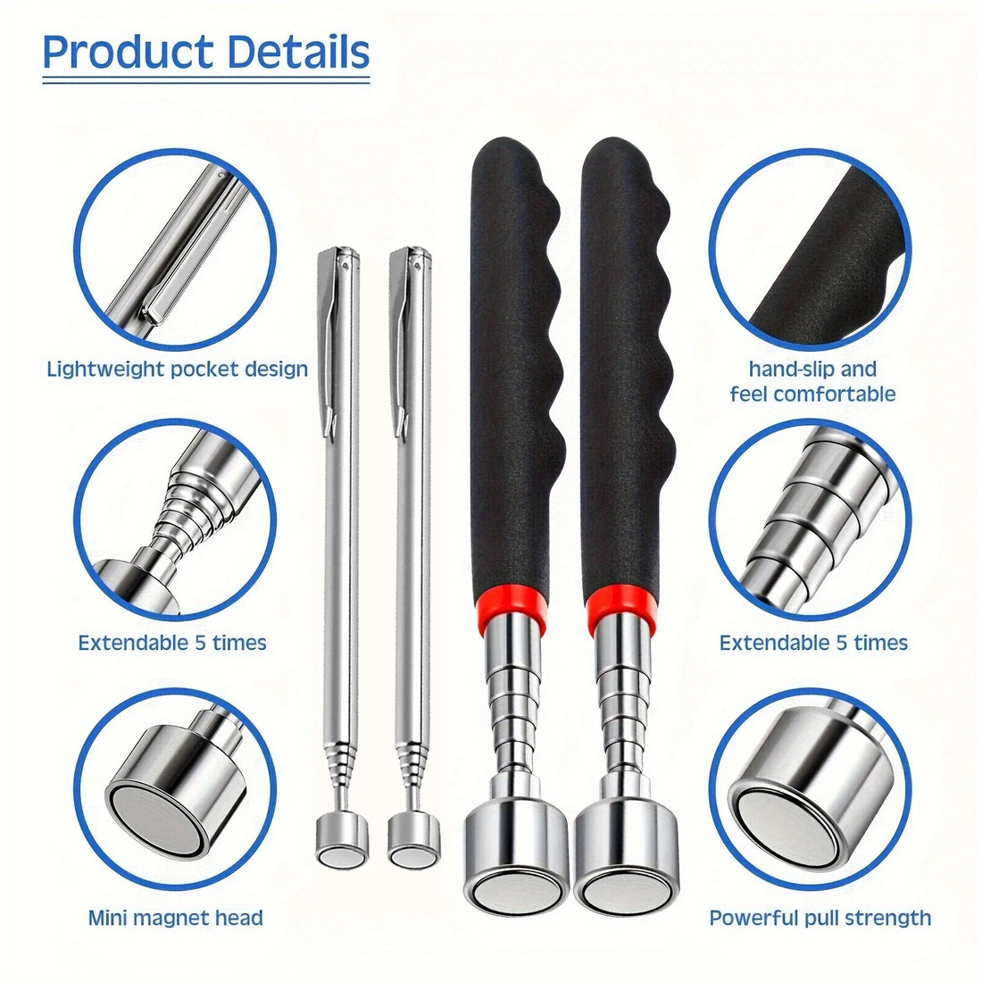 Handmagnet-Teleskopgreifer – Ausziehbarer Pickup-Stift, tragbarer Magnet für schwer erreichbare Stellen