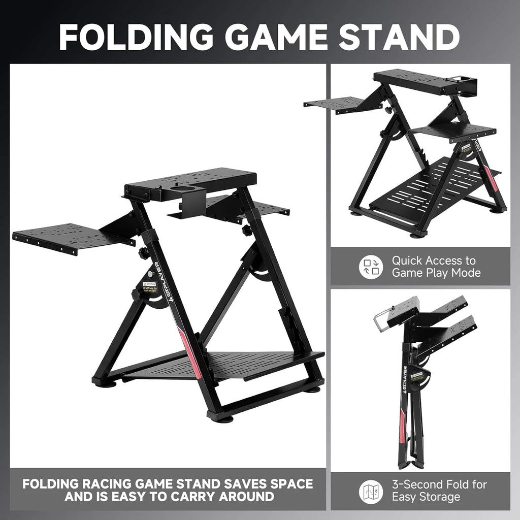 GTPLAYER Flight & Racing Simulator Stand, Foldable Gaming Cockpit Compatible with Logitech, Thrustmaster, PXN Wheels & Flight Joysticks, Black