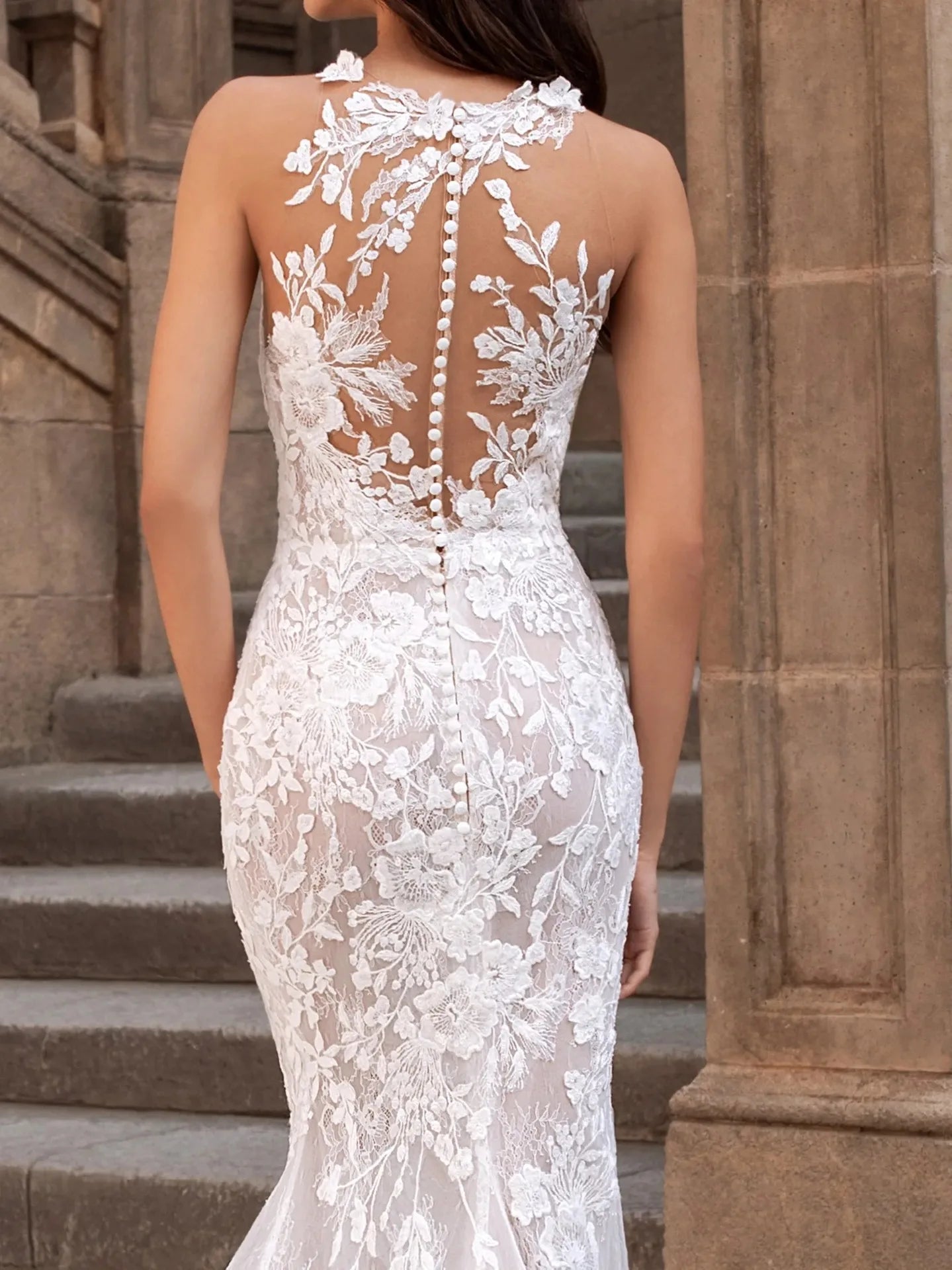 Customized Sexy Appliques Lace Tulle Mermaid Illusion Wedding Dresses For Woman 2025 Court Train Bridal Gowns vestidos de novia
