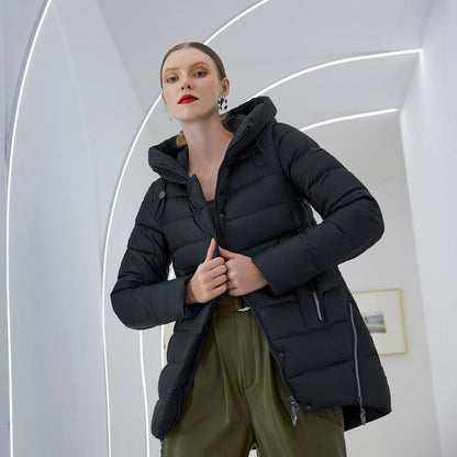 Damen warmer Kapuzenwintermantel Damenjacke Freizeitparka-Jacke