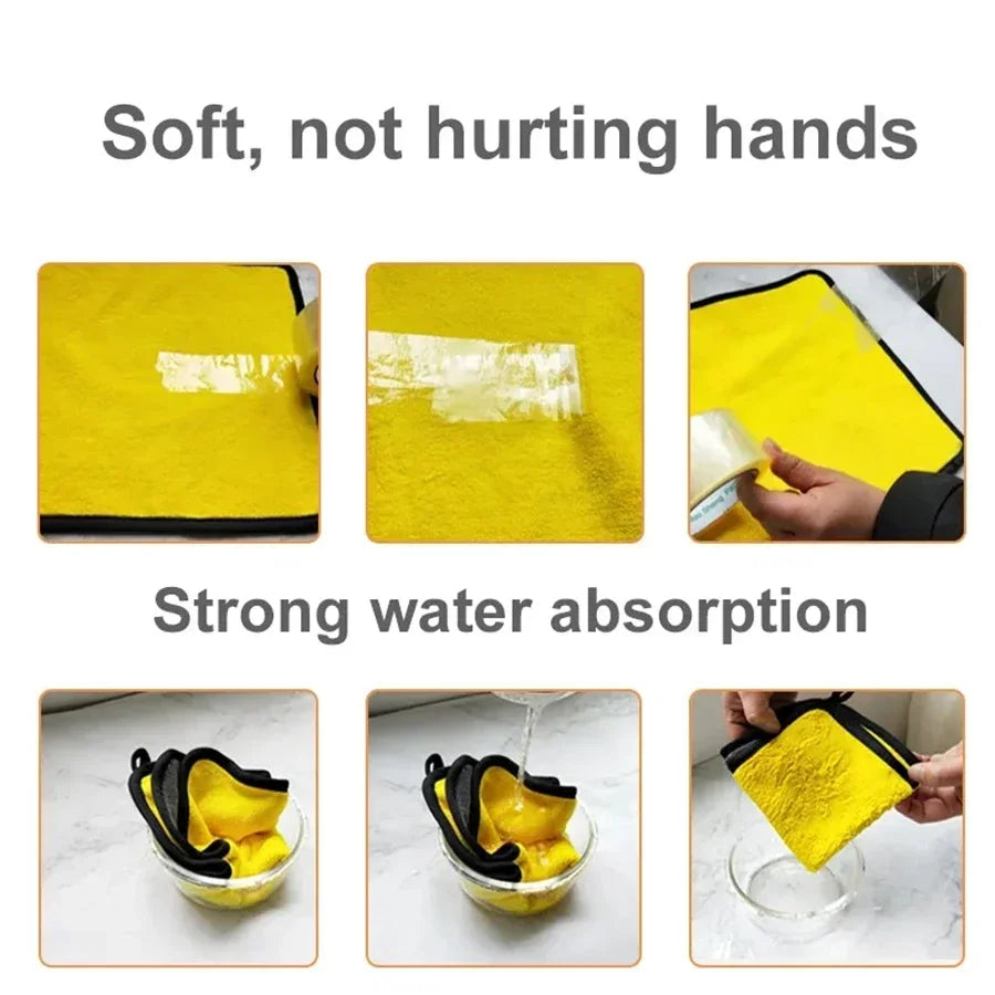 1/2/3/6/10pcs 30X60cm Microfiber Car Cleaning Towels Soft Quick Drying for Windows Mirrors Wiping Rags Double Layer Wash Cloth