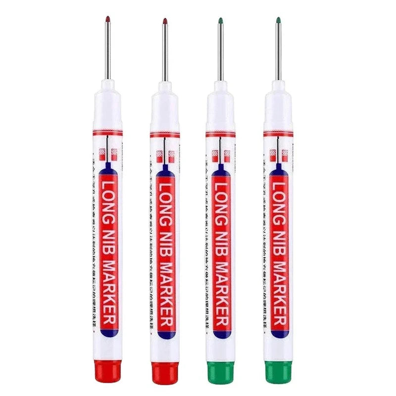 4Pcs/Set 20mm Deep Hole Long Nib Head Markers For Metal Perforating Pen Waterproof Bathroom Woodworking Decoration Multi-Purpose