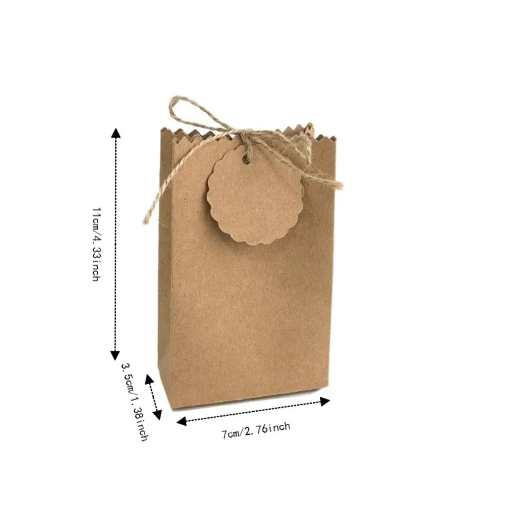 Multi-functional Retro Kraft Paper Gift Box Refilling with Rope Tag Candy Packaging Bag DIY Birthday Party Favors Box Wedding