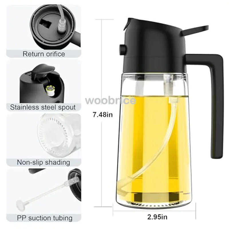 Olive Oil Spray Bottle for Oil Bottle Pouring for Cooking Oil Spices Camping Dispenser with Automatic Lid Spice Shaker