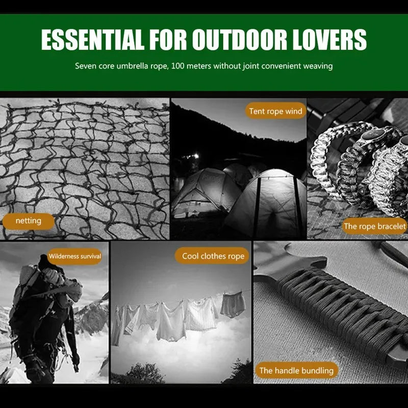 7-Farben 550 Paracord-Seil 5 15 30 m Ø4mm Schnur für Outdoor Camping Survival Schlüsselband Fallschirm Wandern Zeltzubehör