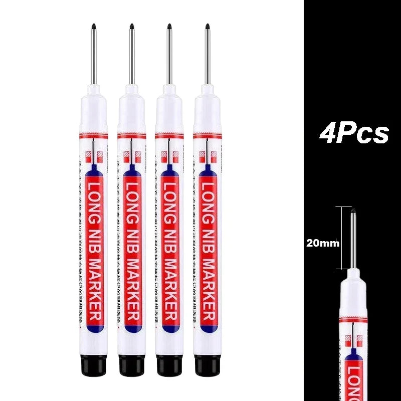 4Pcs/Set 20mm Deep Hole Long Nib Head Markers For Metal Perforating Pen Waterproof Bathroom Woodworking Decoration Multi-Purpose