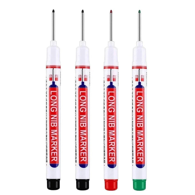 4Pcs/Set 20mm Deep Hole Long Nib Head Markers For Metal Perforating Pen Waterproof Bathroom Woodworking Decoration Multi-Purpose