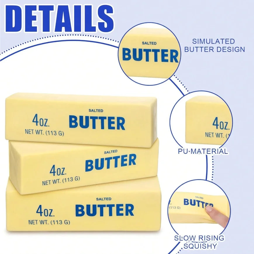 Realistic Food Shaped Stress Relief Toys Soft Slow Rebound Butter Squeeze Finger Sticks for Anxiety Relaxation