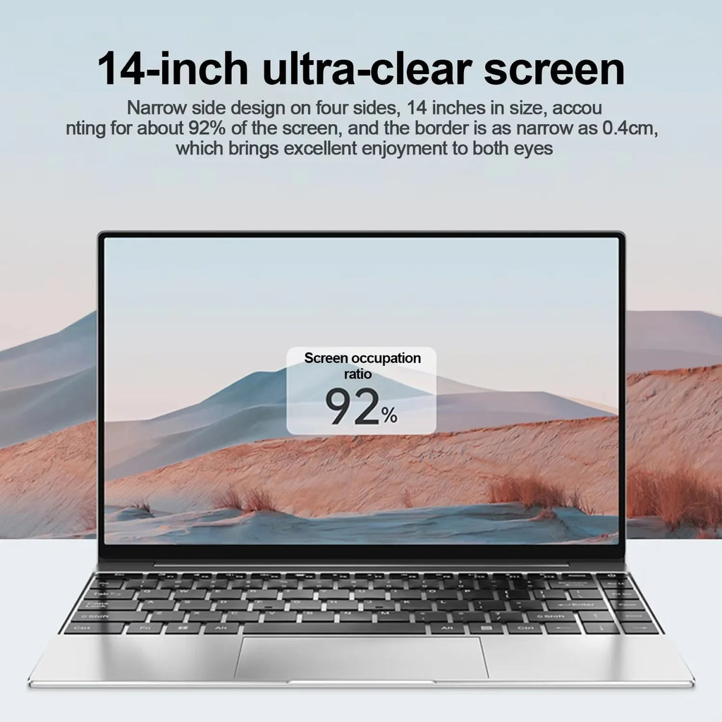 2026 New 14.1" Ultra‑Slim Laptop, Intel 4405U, Win11 Pro, 16GB, 2TB, 1080P FHD Display, Portable Office Study Notebook