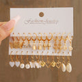 European and American metal earrings 24-piece set, fashionable and simple versatile alloy love pearl snake butterfly mushroom lo