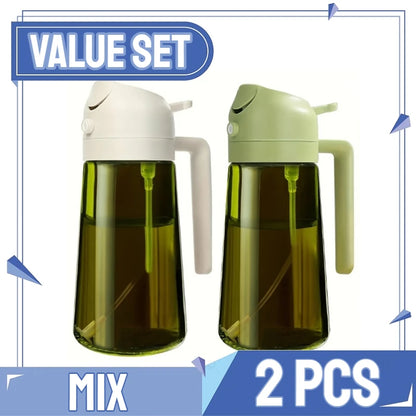 Olivenöl-Sprühflasche für Ölflaschen-Ausgießer zum Kochen von Öl, Gewürzen, Camping-Spender mit automatischem Deckel, Gewürzstreuer