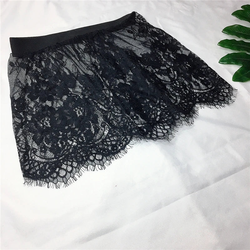 Miniskirt Sexy Transparent Lace Mesh Skirt Shirt Extender Women Summer