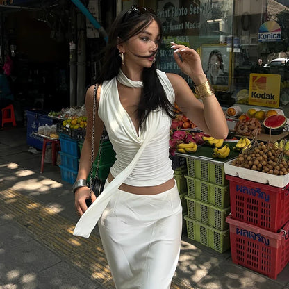 Solid Tank Summer New Women Sexy Sleeveless V-Neck Lady Top Fashion
