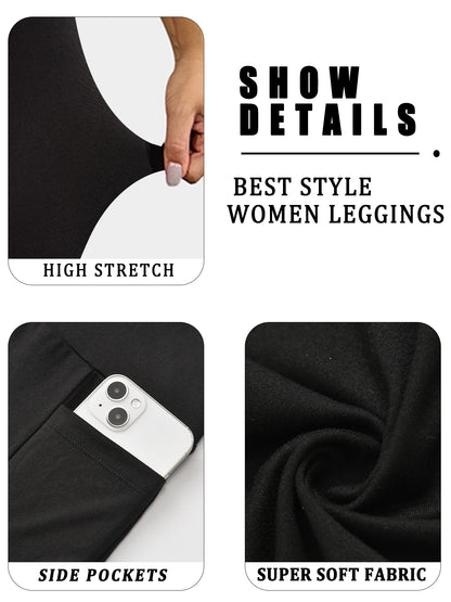 Super Soft Leggings with Pockets for Women，High Waisted Tummy Control