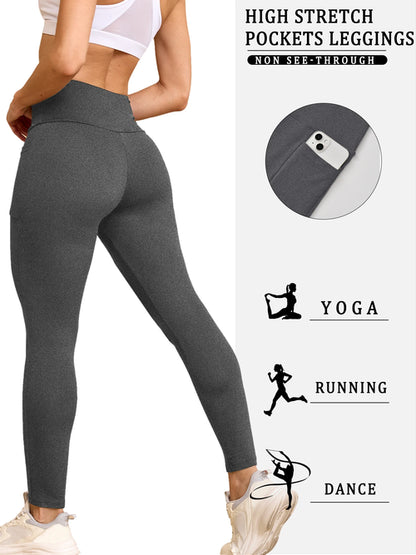 Super Soft Leggings with Pockets for Women，High Waisted Tummy Control