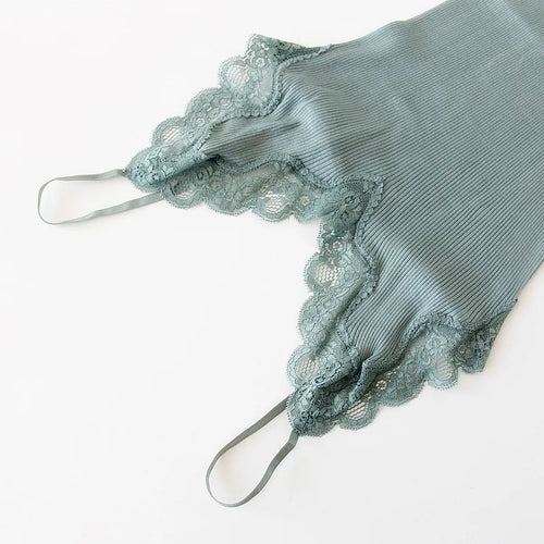 Birdtree 70% Silk 30% Cotton Lace Camisole Women French Knit Top