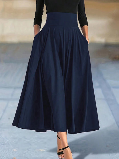 New In Dresses Solid Color A-line Skirts for Woman Clothing High