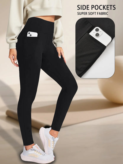 Super Soft Leggings with Pockets for Women，High Waisted Tummy Control
