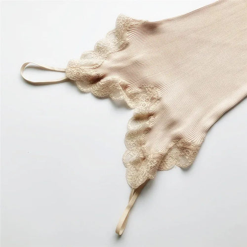 Birdtree 70% Silk 30% Cotton Lace Camisole Women French Knit Top