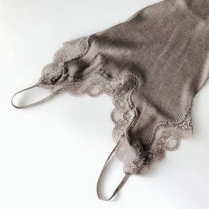 Birdtree 70% Silk 30% Cotton Lace Camisole Women French Knit Top