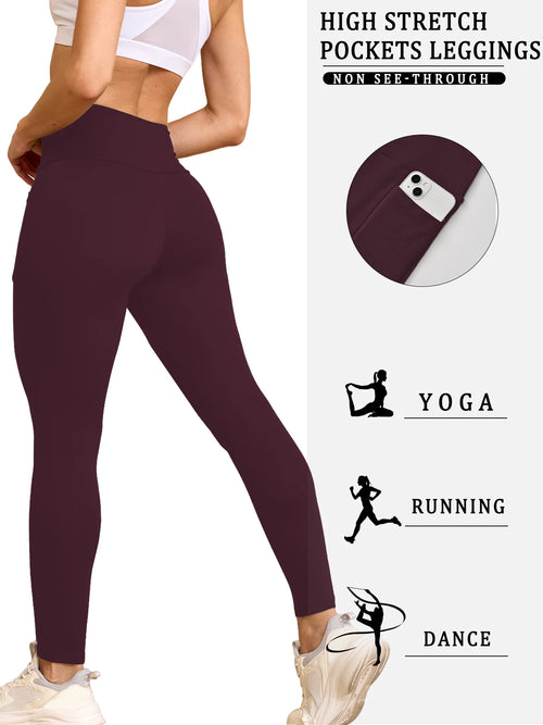 Super Soft Leggings with Pockets for Women，High Waisted Tummy Control