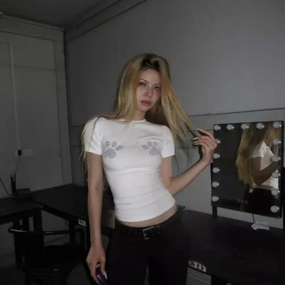 Yedinas Gothic T Shirt Women Clothes Korean Fashion 2024 Summer Tops