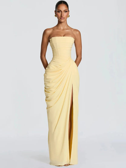Mozision Chiffon Off-shoulder Strapless Sexy Maxi Dress Women Elegant