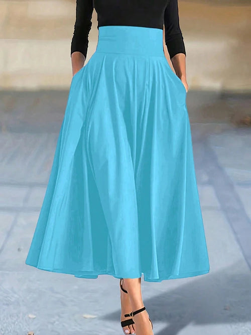 New In Dresses Solid Color A-line Skirts for Woman Clothing High