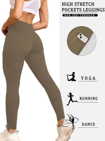 Super Soft Leggings with Pockets for Women，High Waisted Tummy Control