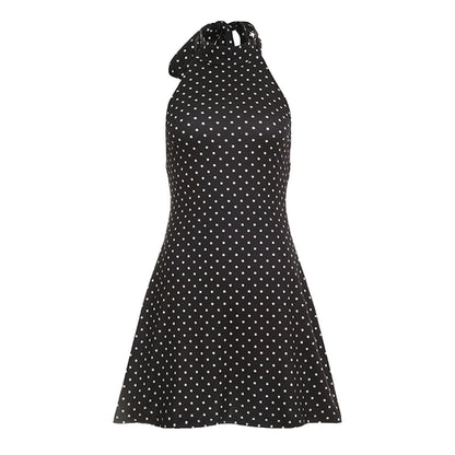 SUCHCUTE Sexy Polka Dot Print Halter Dress For Women Elegant Party