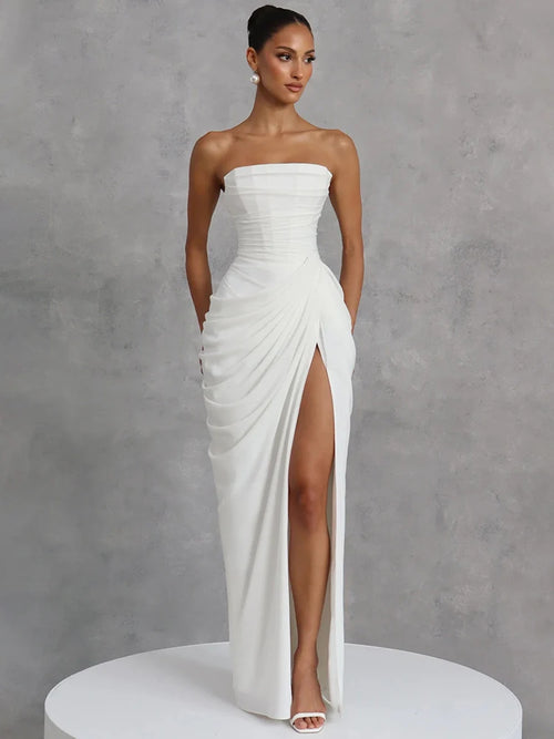 Mozision Chiffon Off-shoulder Strapless Sexy Maxi Dress Women Elegant