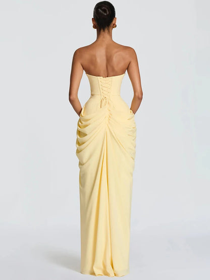 Mozision Chiffon Off-shoulder Strapless Sexy Maxi Dress Women Elegant