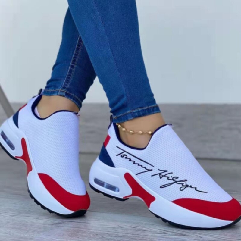 Freizeit-Atmungsaktive Plateau-Wedges Damen Walking-Sneaker Flache Damenschuhe